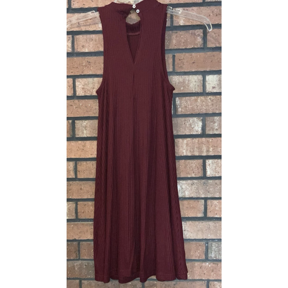 Hollister Womens Burgundy Sleeveless Ribbed Short Dress Halter Neck Size S - Picture 4 of 5